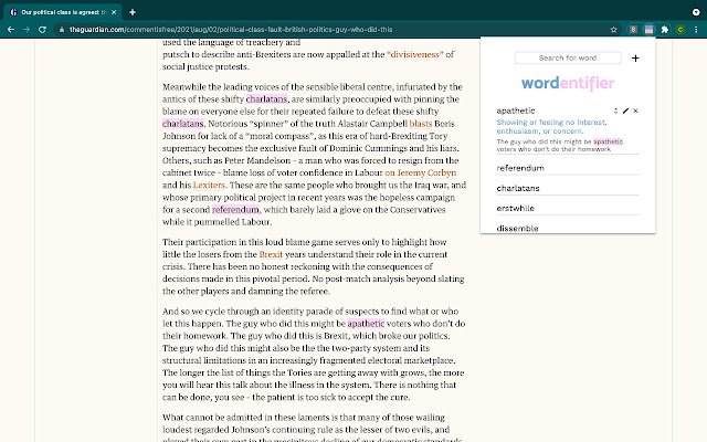 Wordentifier: Improve Your Vocabulary  from Chrome web store to be run with OffiDocs Chromium online