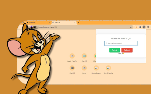 Word Guess game  from Chrome web store to be run with OffiDocs Chromium online