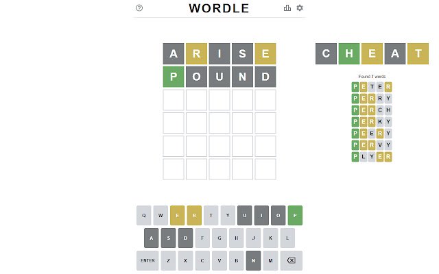 برگه تقلب Wordle از فروشگاه وب کروم برای اجرای آنلاین با OffiDocs Chromium