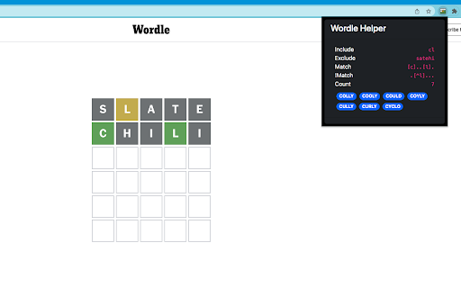 Wordle Helper Extension  from Chrome web store to be run with OffiDocs Chromium online