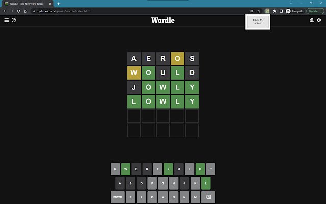 Chrome 网上商店的 Wordle Solver 将与 OffiDocs Chromium 在线运行