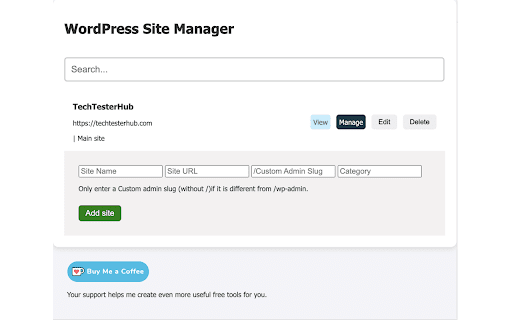 WordPress Site Manager  from Chrome web store to be run with OffiDocs Chromium online