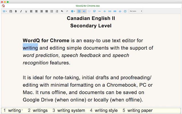 WordQ CA II מחנות האינטרנט של Chrome להפעלה עם OffiDocs Chromium באינטרנט
