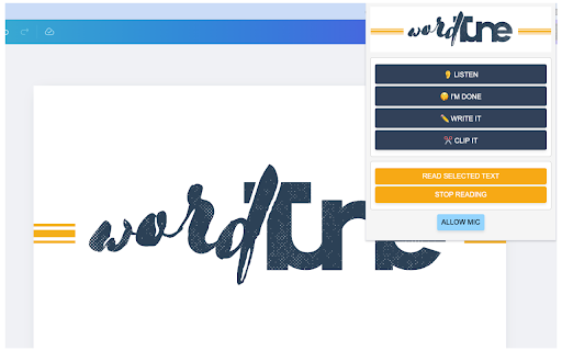 WordTune Voice Extension  from Chrome web store to be run with OffiDocs Chromium online