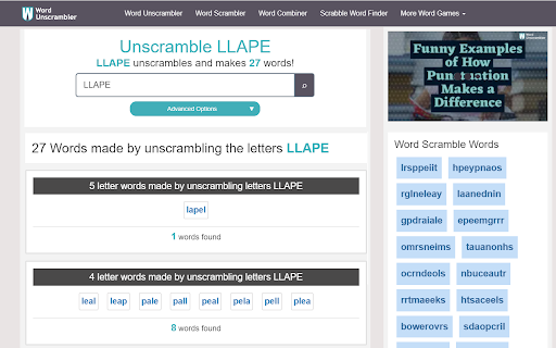 Word Unscrambler  from Chrome web store to be run with OffiDocs Chromium online