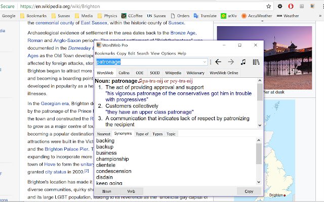 WordWeb Dictionary Lookup à partir de la boutique en ligne Chrome doit être exécuté avec OffiDocs Chromium en ligne