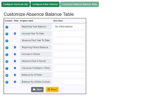 Workday Absence Balance Customizer from Chrome web store to be run with OffiDocs Chromium online Workday Absence Balance Customizer from Chrome web store to be run with OffiDocs Chromium online