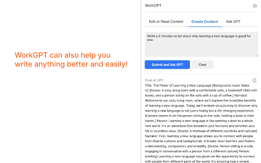 WorkGPT Your Ultimate AI GPT for Work (with ChatGPT, Gemini, Claude)  from Chrome web store to be run with OffiDocs Chromium online