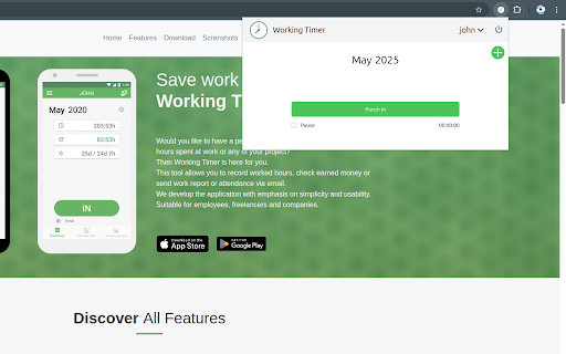 Working Timer  from Chrome web store to be run with OffiDocs Chromium online