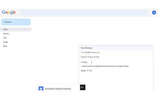 Workspace Snippet Expander  from Chrome web store to be run with OffiDocs Chromium online