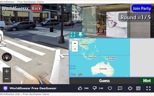 WorldGuessr  from Chrome web store to be run with OffiDocs Chromium online
