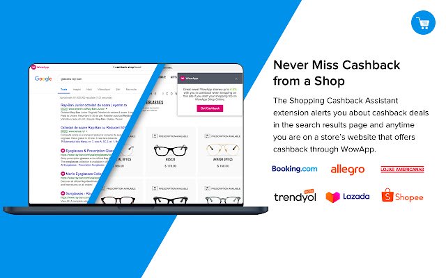 WowApp Shopping Cashback Assistant uit de Chrome-webwinkel, te gebruiken met OffiDocs Chromium online