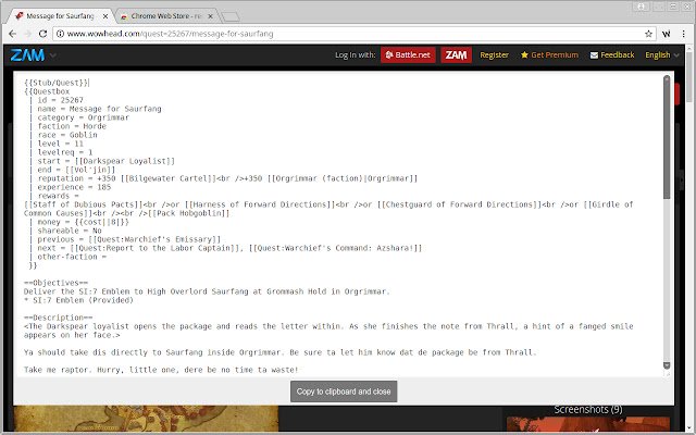 Wowpedia Editors Toolkit  from Chrome web store to be run with OffiDocs Chromium online