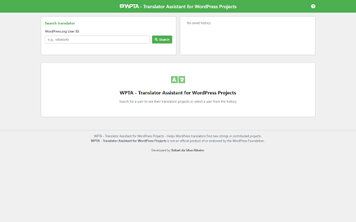 WPTA Translator Assistant for WordPress Projects from Chrome web store to be run with OffiDocs Chromium online WPTA Translator Assistant for WordPress Projects from Chrome web store to be run with OffiDocs Chromium online