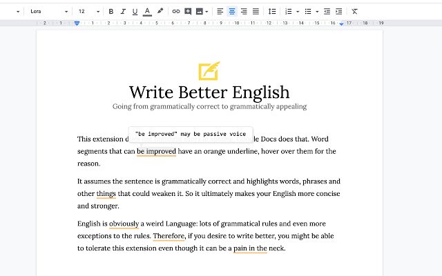 Write Better de la boutique en ligne Chrome à exécuter avec OffiDocs Chromium en ligne