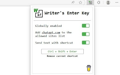 Writers Enter Key  from Chrome web store to be run with OffiDocs Chromium online