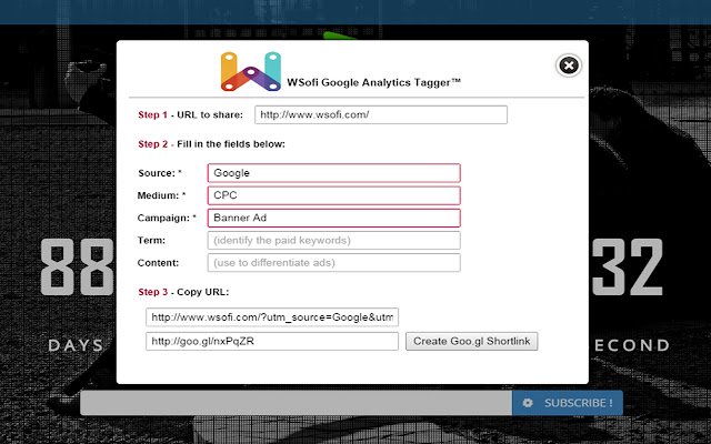 Wsofi Tagger for Google Analytics™  from Chrome web store to be run with OffiDocs Chromium online