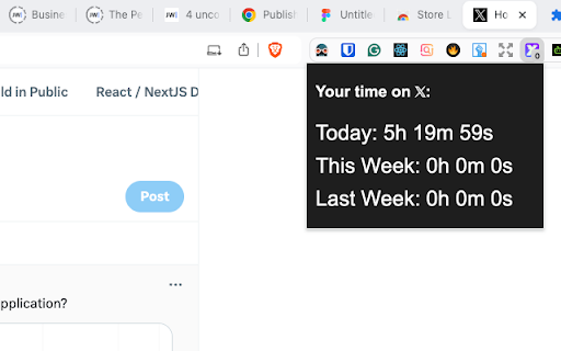 X.com Time Tracker  from Chrome web store to be run with OffiDocs Chromium online