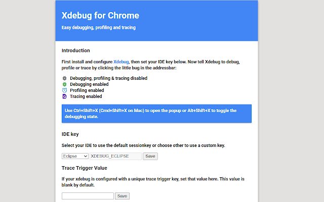 Xdebug Chrome Extension از فروشگاه وب کروم برای اجرا با OffiDocs Chromium به صورت آنلاین