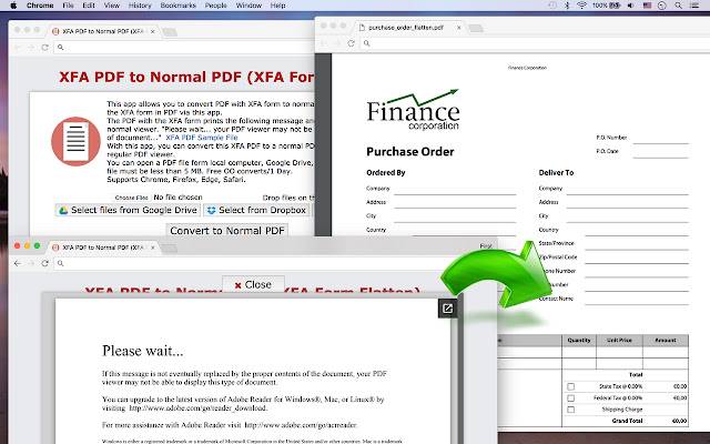 XFA PDF to Normal PDF (XFA Form Flatten) 从 Chrome 网上商店使用 OffiDocs Chromium 在线运行