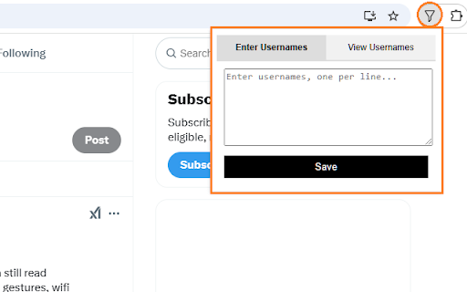 X Filter  from Chrome web store to be run with OffiDocs Chromium online