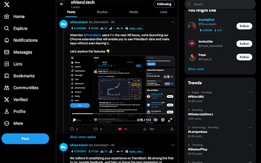 xfriend.tech  from Chrome web store to be run with OffiDocs Chromium online
