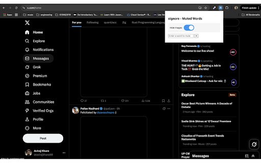 xignore  from Chrome web store to be run with OffiDocs Chromium online