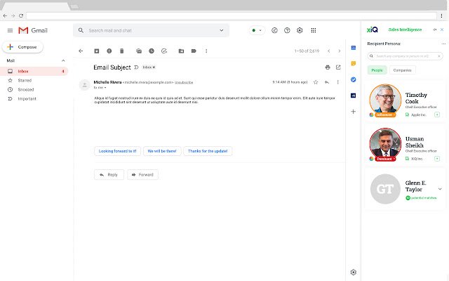 ส่วนขยาย xiQ Gmail จาก Chrome เว็บสโตร์ที่จะทำงานร่วมกับ OffiDocs Chromium ออนไลน์