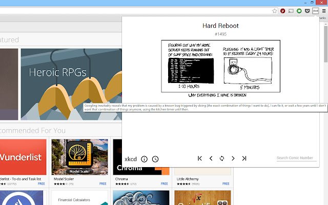 xkcd Comics Viewer  from Chrome web store to be run with OffiDocs Chromium online