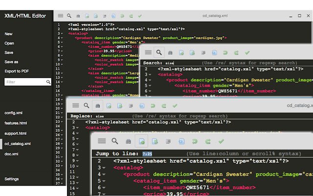 XML/HTML Editor and Validator  from Chrome web store to be run with OffiDocs Chromium online