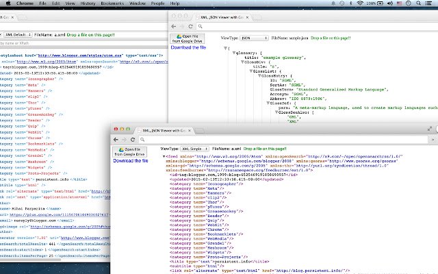 XML, JSON Viewer mit Drive aus dem Chrome-Webshop zur Ausführung mit OffiDocs Chromium online