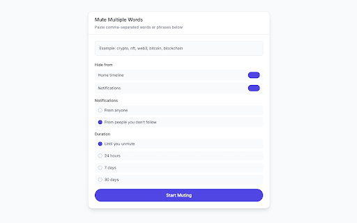 X Mute  from Chrome web store to be run with OffiDocs Chromium online