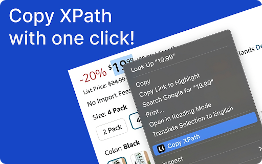 XPath One Click Copy  from Chrome web store to be run with OffiDocs Chromium online