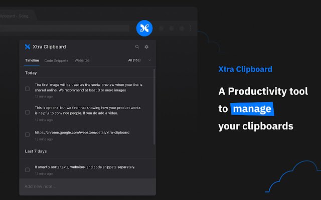 کلیپ‌بورد Xtra از فروشگاه وب کروم برای اجرای آنلاین با OffiDocs Chromium