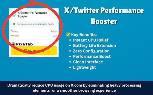 X/Twitter Performance Booster  from Chrome web store to be run with OffiDocs Chromium online