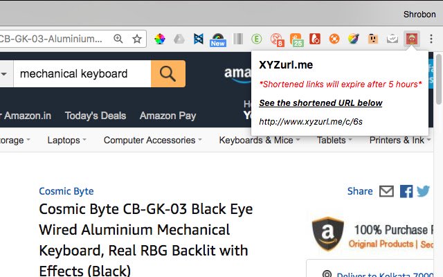 Chrome ウェブストアの XYZurl.me {無料の URL 短縮} を OffiDocs Chromium online で実行