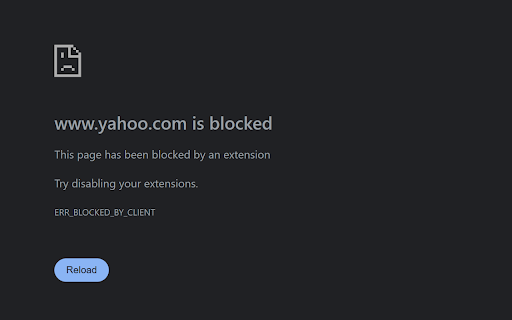 Yahoo Blocker  from Chrome web store to be run with OffiDocs Chromium online