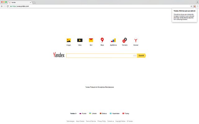 Yandex Metrica opt out add on  from Chrome web store to be run with OffiDocs Chromium online