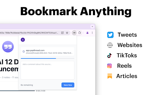 YapThread Record, Bookmark, AI Chat  from Chrome web store to be run with OffiDocs Chromium online