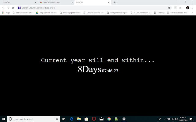 YearDays  from Chrome web store to be run with OffiDocs Chromium online