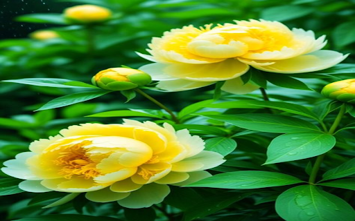 Yellow peony wallpaper  from Chrome web store to be run with OffiDocs Chromium online