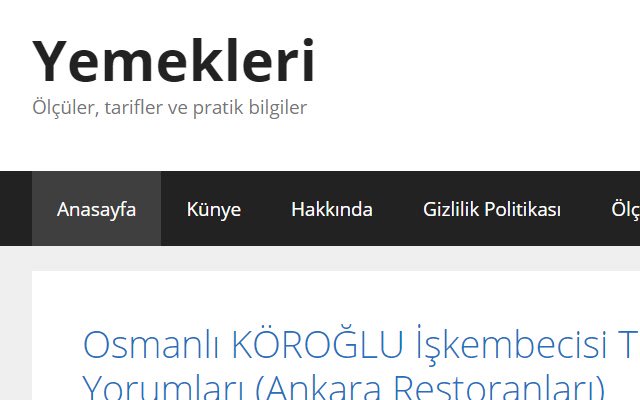Chrome ウェブストアの Yemekler Adına Herşey が OffiDocs Chromium online で実行される