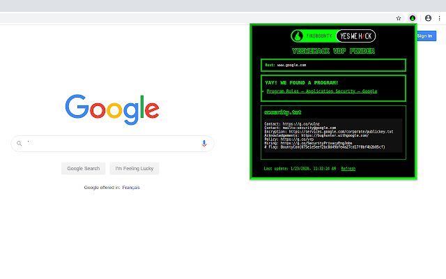 YesWeHack VDP Finder  from Chrome web store to be run with OffiDocs Chromium online
