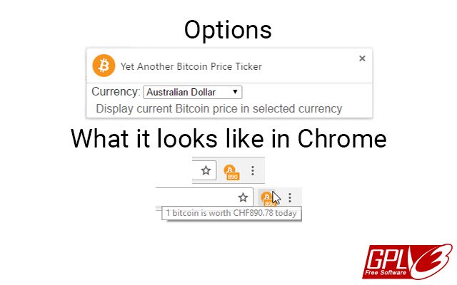 Isa pang Bitcoin Price Ticker mula sa Chrome web store na tatakbo sa OffiDocs Chromium online