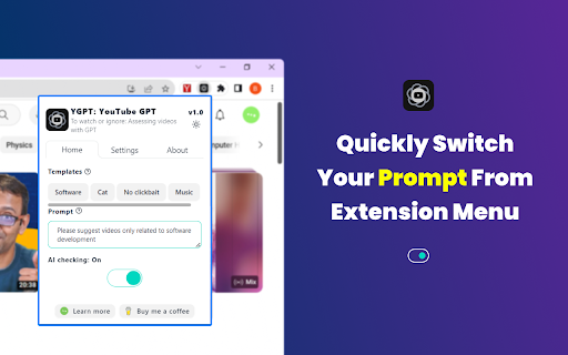 YGPT: YouTube GPT  from Chrome web store to be run with OffiDocs Chromium online