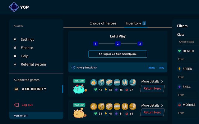 Yield Gaming Platform Axie extension  from Chrome web store to be run with OffiDocs Chromium online