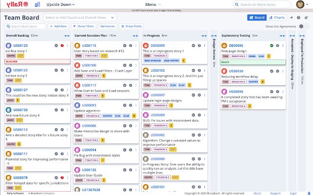 yllaR Chrome 网上商店的 Rally Teamboard 颠倒视图将与 OffiDocs Chromium 在线一起运行