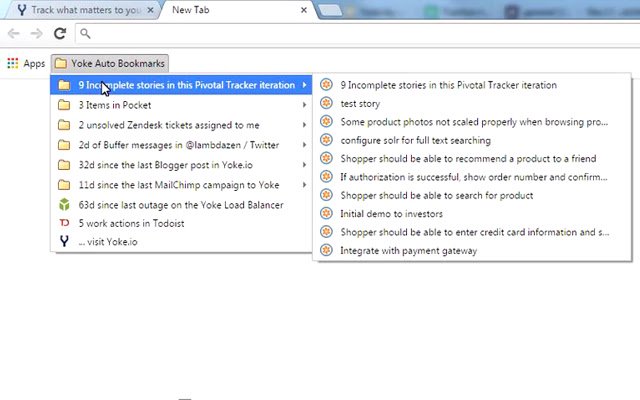 Yoke.io Auto Bookmarks Extension aus dem Chrome Web Store zur Ausführung mit OffiDocs Chromium online