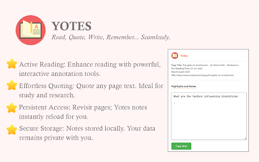 Yotes: Contextual Notes for Streamlined Workflow  from Chrome web store to be run with OffiDocs Chromium online