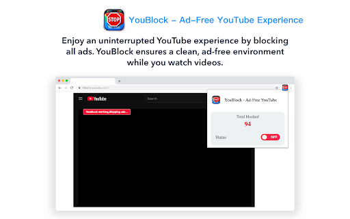 YouBlock Ad Free YouTube Experience from Chrome web store to be run with OffiDocs Chromium online YouBlock Ad Free YouTube Experience from Chrome web store to be run with OffiDocs Chromium online